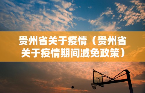贵州省关于疫情(贵州省关于疫情期间减免政策)
